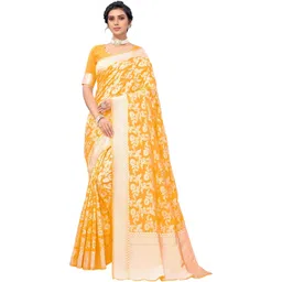 FABLAND Floral Zari Silk Blend Handloom Kanjeevaram Saree-picture-37