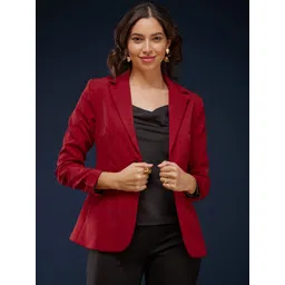 fable street Women Solid Single Breasted Formal Blazer-picture-10