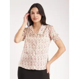 Fablestreet Beige & Brown Floral Print Shirt-picture-30