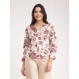 Fablestreet Beige & Brown Floral Print Top-picture-20