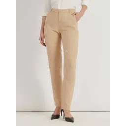 Fablestreet Beige Linen Regular Fit Trousers-picture-31