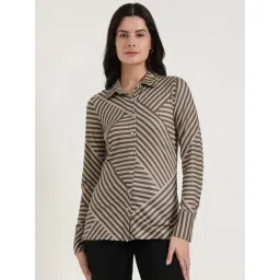 Fablestreet Beige Slim Fit Striped Shirt-picture-45