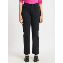 Fablestreet Black Cotton High Rise Jeans-picture-25