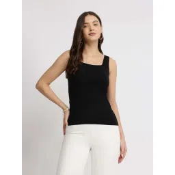 Fablestreet Black Cotton Regular Fit Tank Top-picture-11