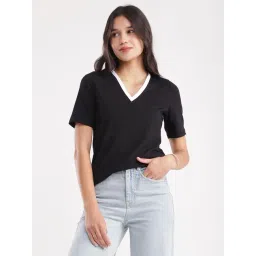 Fablestreet Black Cotton Relaxed Fit T-Shirt-picture-14