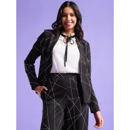 Fablestreet Black Printed Blazer-picture-16
