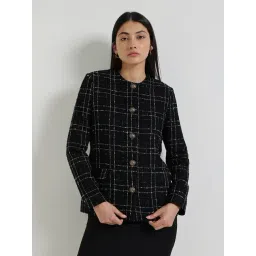 Fablestreet Black Tweed Checked Blazer-picture-45