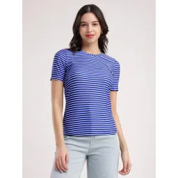 Fablestreet Blue & White Cotton Striped T-Shirt-picture-23