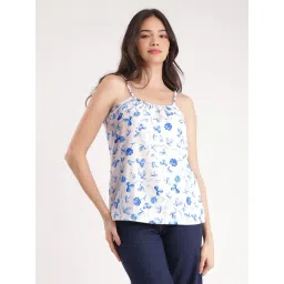 Fablestreet Blue & White Floral Print Top-picture-17