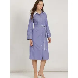 Fablestreet Blue Cotton Regular Fit Striped Dress-picture-45