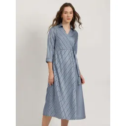 Fablestreet Blue Regular Fit Striped Dress-picture-27