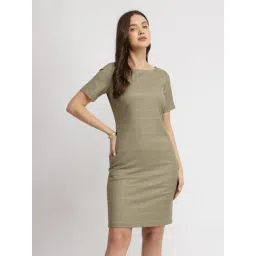 Fablestreet Brown Polyester Checks Short Sleeves Dress-picture-23