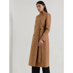 Fablestreet Brown Tweed Checked Overcoat image 3