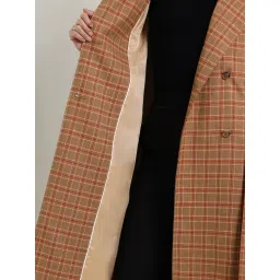 Fablestreet Brown Tweed Checked Overcoat image 5