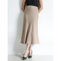 Fablestreet Brown Viscose Rayon Striped Skirts-picture-44