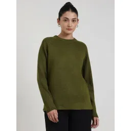 Fablestreet Green Acrylic Solid Sweater-picture-24