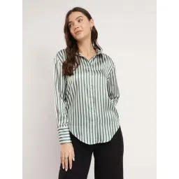 Fablestreet Green Striped Casual Shirts-picture-39