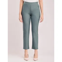 Fablestreet Green Striped Flared Fit Mid Rise Pants-picture-42