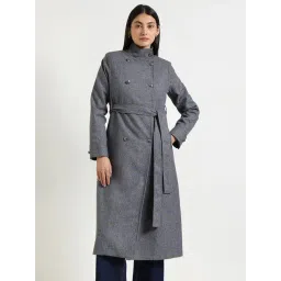 Fablestreet Grey Tweed Checked Trench Coat image 1