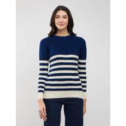 Fablestreet Navy Acrylic Regular Fit Sweater-picture-32