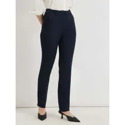 Fablestreet Navy Linen Regular Fit Trousers-picture-47