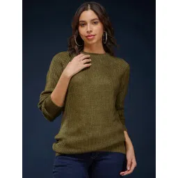 Fablestreet Olive Self Design Sweater-picture-46