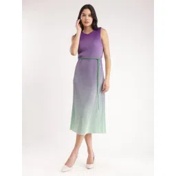 Fablestreet Purple & Green Relaxed Fit Midi Dress-picture-28