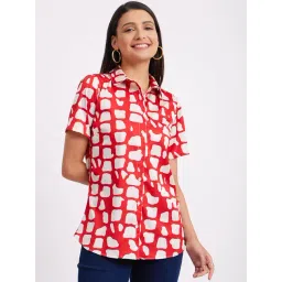 Fablestreet Red & White Printed Shirt-picture-21