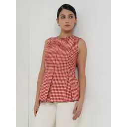 Fablestreet Red Cotton Relaxed Fit Printed Top-picture-17