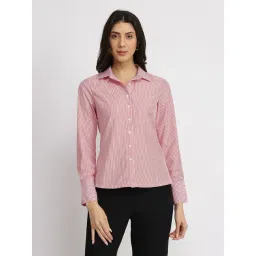 Fablestreet Red Polycotton Stripes Long Sleeves Shirt-picture-25