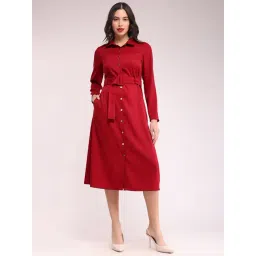 Fablestreet Red Relaxed Fit Shirt Dress-picture-48
