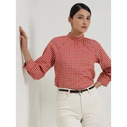 Fablestreet Rust Cotton Relaxed Fit Printed Top-picture-16