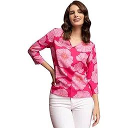 fablestreet V-Neck Floral Top - Fuchsia-picture-15