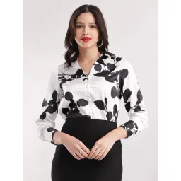 Fablestreet White & Black Floral Print Shirt-picture-18
