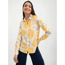 Fablestreet White & Yellow Floral Print Shirt-picture-42