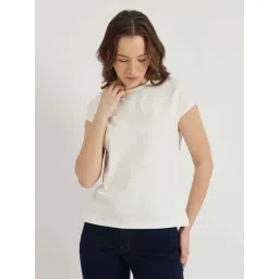 Fablestreet White Cotton Crew Neck T-Shirt-image-30