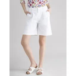 FableStreet White Cotton Regular Fit Shorts-picture-45