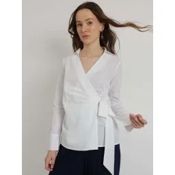 Fablestreet White Cotton Wrap Shirt-picture-26