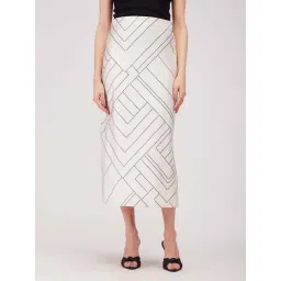 Fablestreet White Printed A-Line Skirt-picture-32