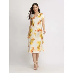 Fablestreet White Regular Fit Floral Print Dress-image-45