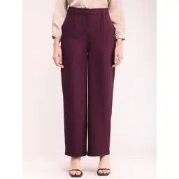 Fablestreet Wine Relaxed Fit Mid Rise Trousers-picture-16