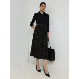FableStreet Women Checked Pure Cotton A-Line Midi Skirt-picture-19