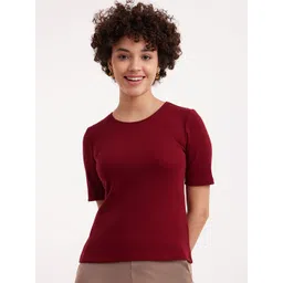 FableStreet Women LivIn Solid Round Neck T-shirt-picture-19