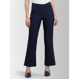 FableStreet Women Navy Blue Bootcut Solid Trousers-picture-13