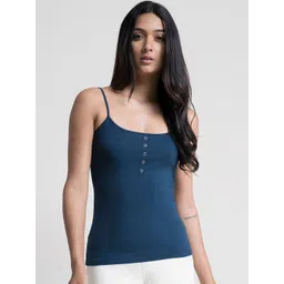 FableStreet Women Navy Blue Solid Camisole-picture-20