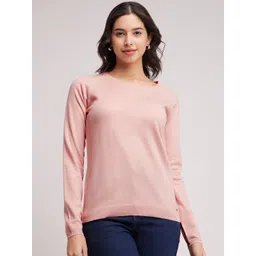 FableStreet Women Pink Solid Acrylic Knit Sweater-picture-10