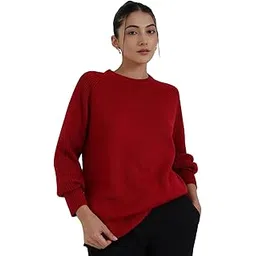 fablestreet Women Pullover Sweater | Loose Fit Round Neck Solid Design | Premium Acrylic Fabric & Wrinkle Resistant Material for Autumn & Winter Casual Wear-picture-15