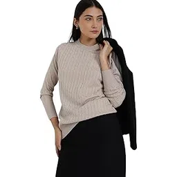 fablestreet Women Pullover Sweater | Round Neck Cable Knit Design with Ribbed Hemline & Long Sleeves | Soft Acrylic Fabric for Autumn & Winter Casual Wear-picture-19