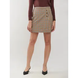 FableStreet Women Pure Cotton Checked A-Line Mini Skirts-picture-14