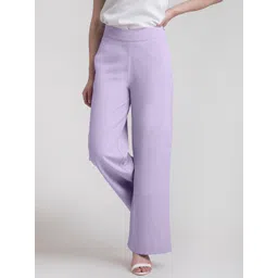 FableStreet Women Purple Flared High-Rise Parallel Trousers-picture-39